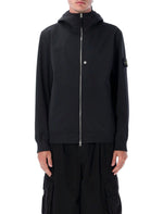 Black Hooded Zip-Front Jacket 1