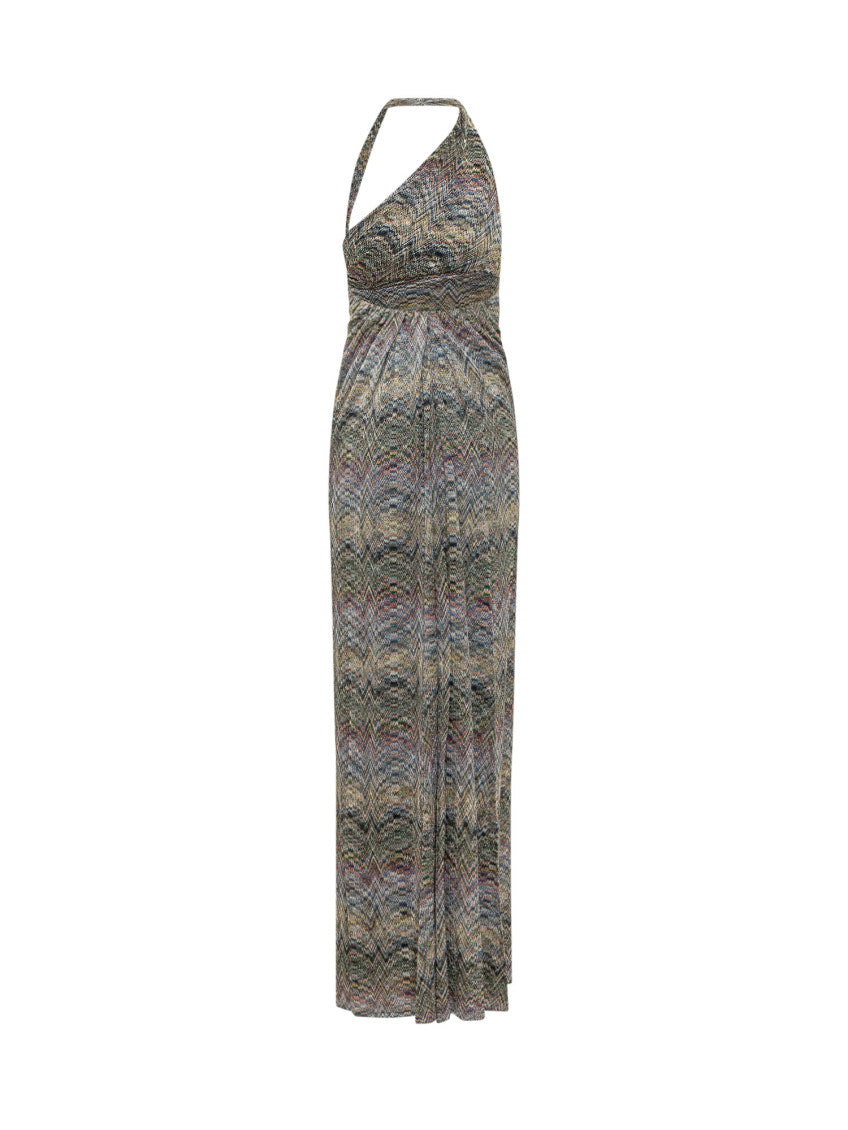 Multicolor Halter Neck Maxi Dress 4
