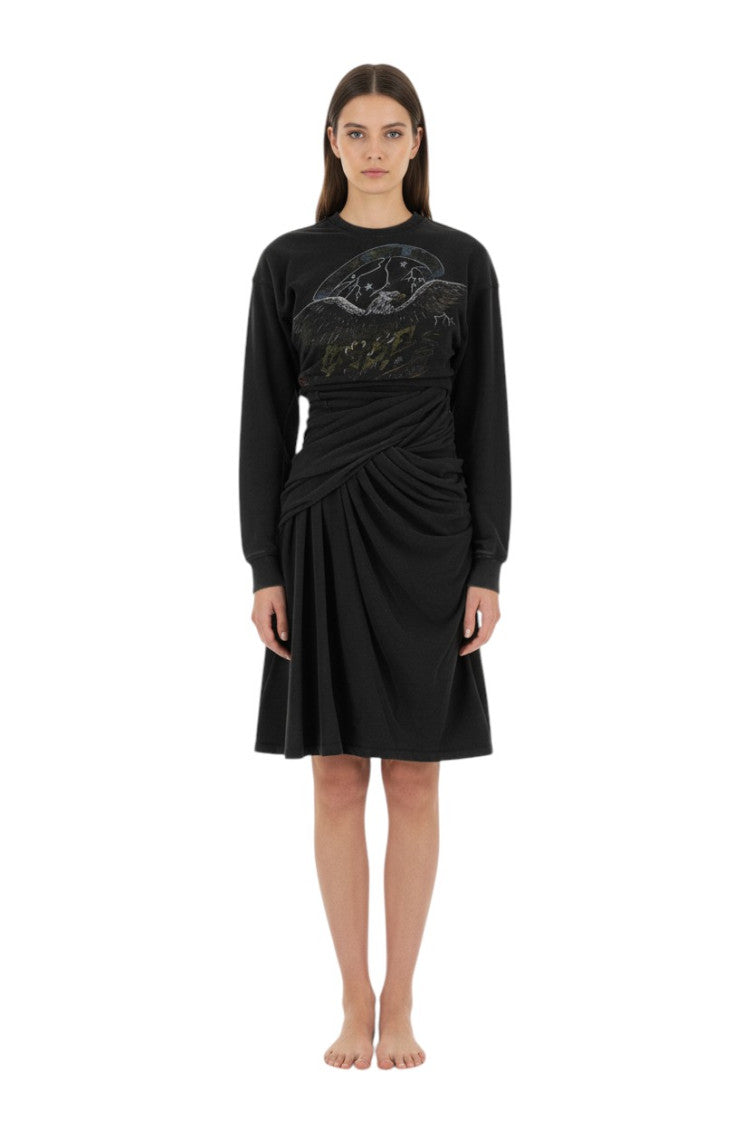 Black Crew Neck Knee Length Dress 1