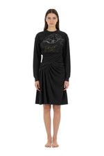 Black Crew Neck Knee Length Dress 1