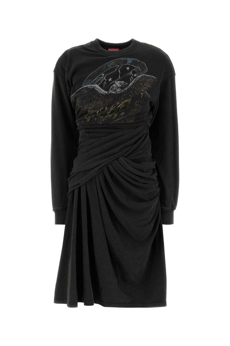 Black Crew Neck Knee Length Dress 3