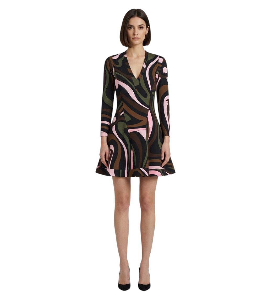 Multicolor V Neck Mini Dress 1