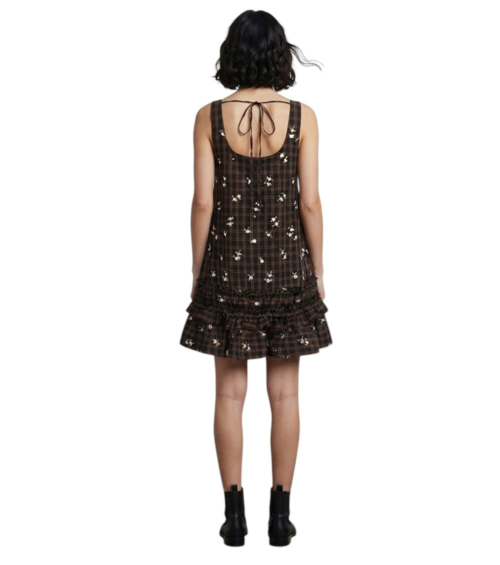 Brown Scoop Neck Mini Dress 2