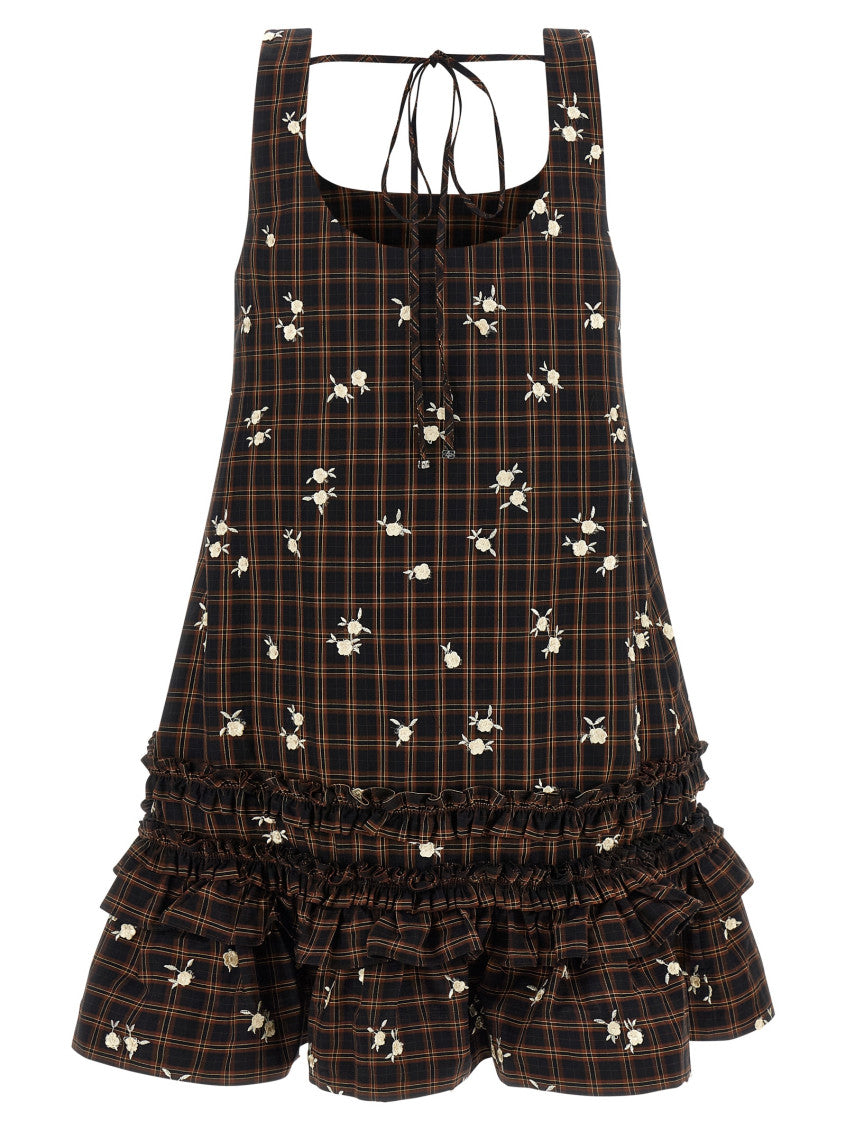 Brown Scoop Neck Mini Dress 4