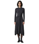 Dark Grey Shirt Collar Maxi Dress 1