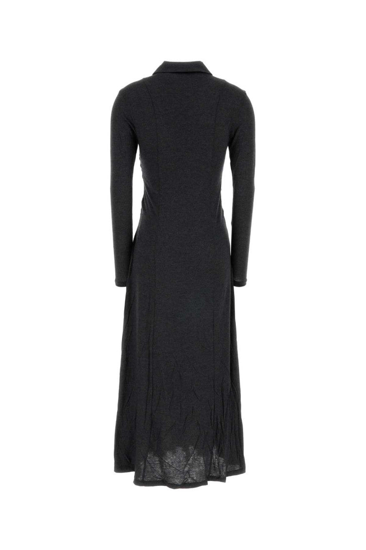 Dark Grey Shirt Collar Maxi Dress 4