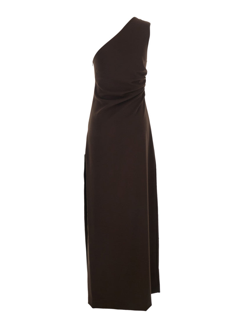 Brown One Shoulder Maxi Dress 4