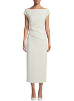 White Boat Neck Midi Dress 1