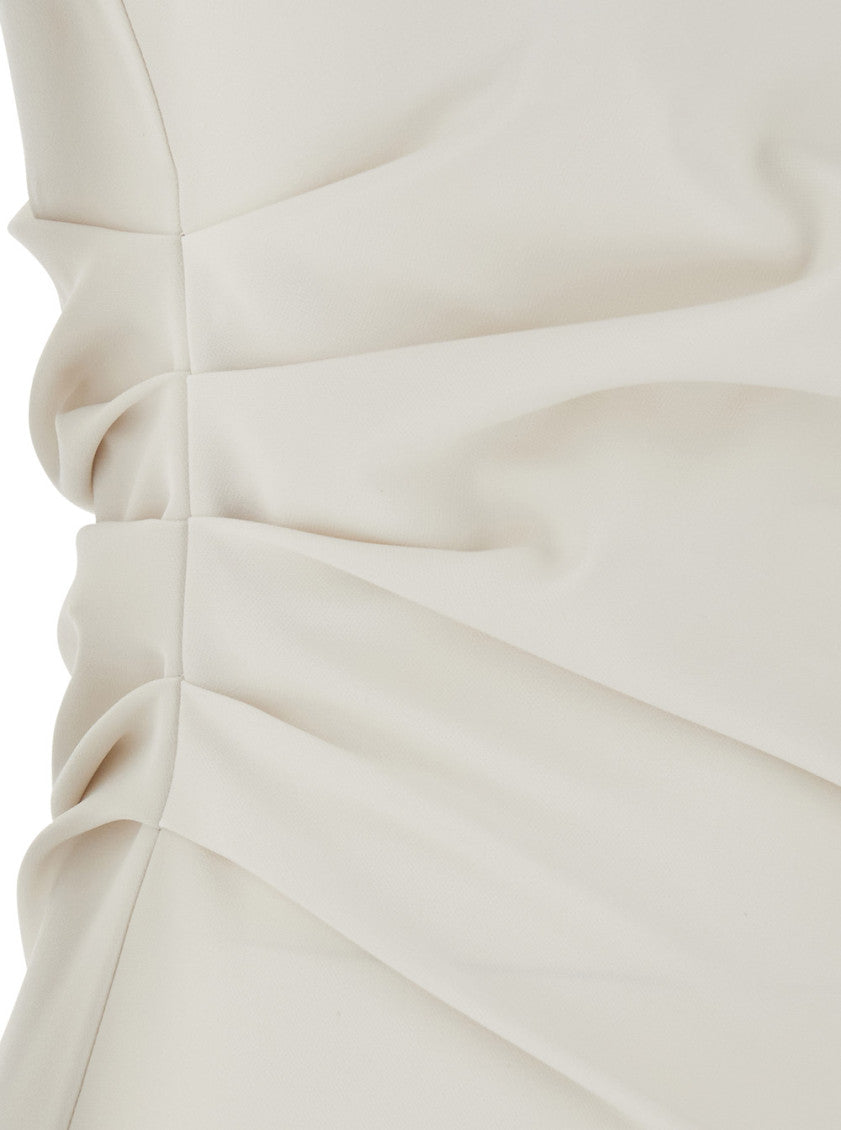 White Boat Neck Midi Dress 5