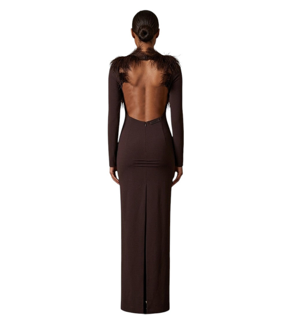 Brown Scoop Neck Maxi Dress 4