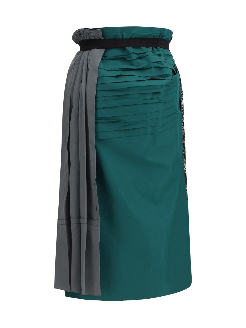 Multicolor Patchwork Calf Length Skirt 2