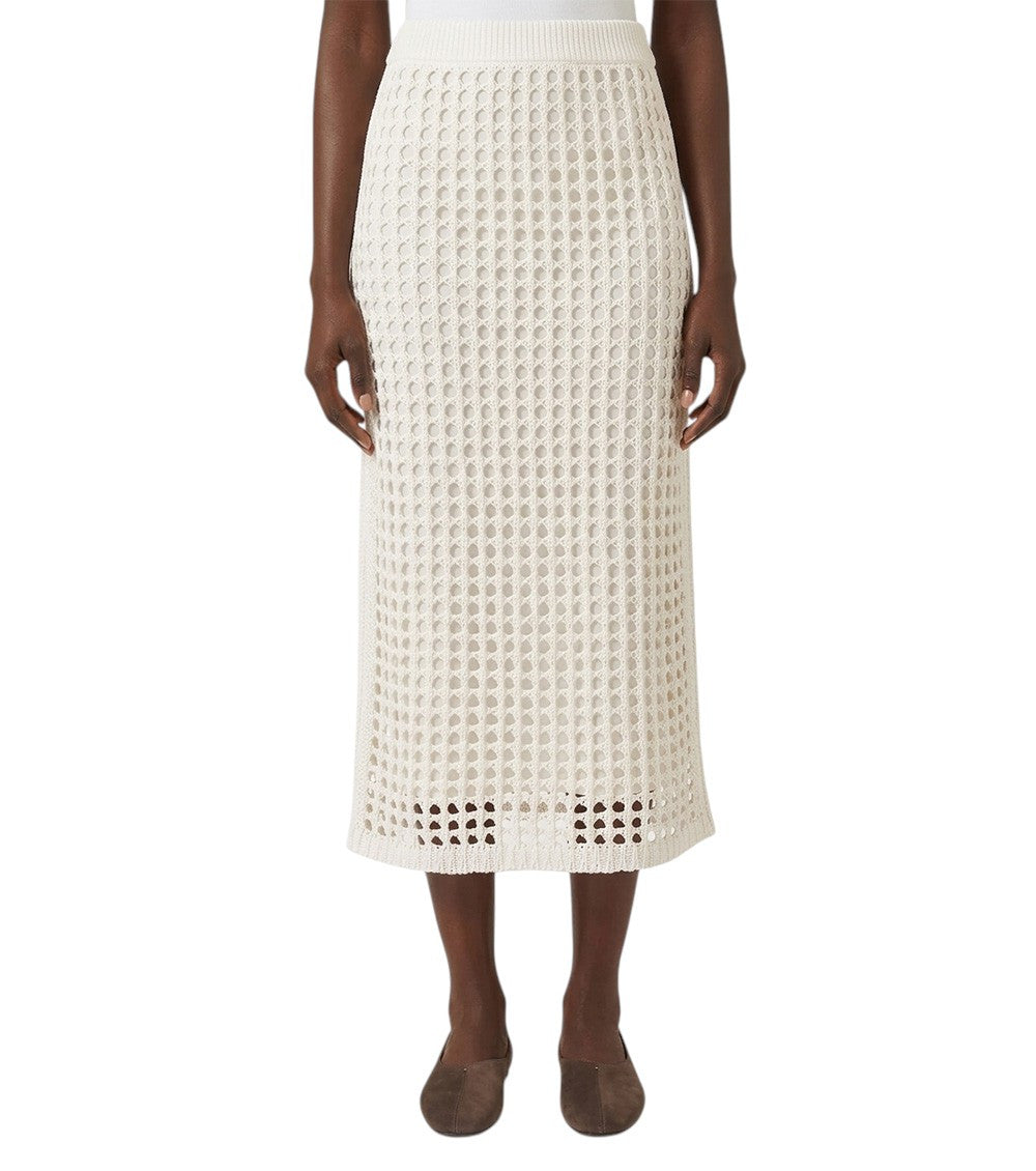 White Crochet Ankle Length Skirt 3