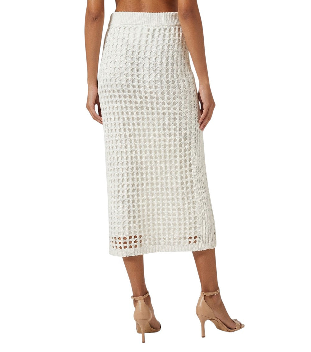 White Crochet Ankle Length Skirt 4