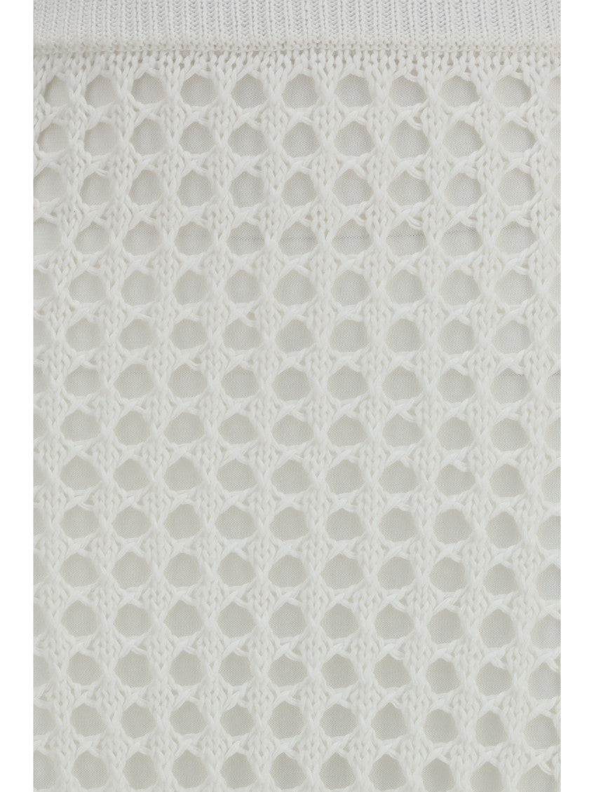 White Crochet Ankle Length Skirt 5