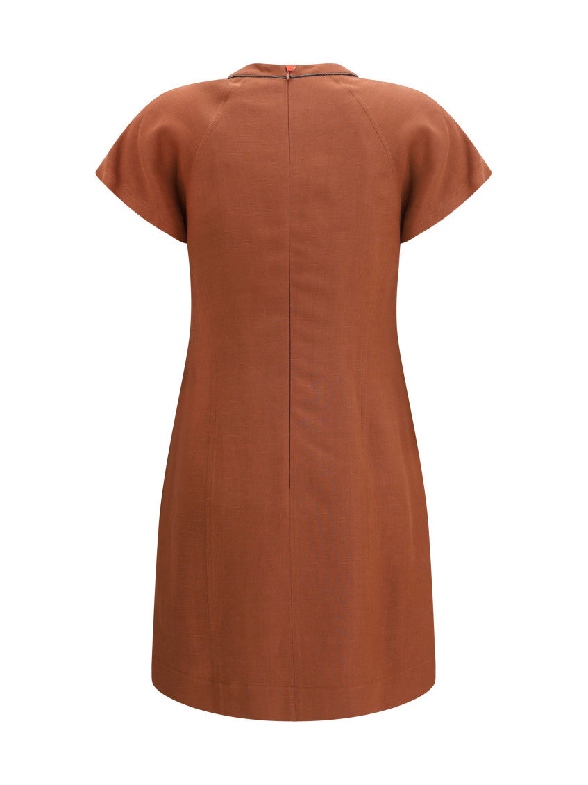 Brown Round Neck Mini Dress 2