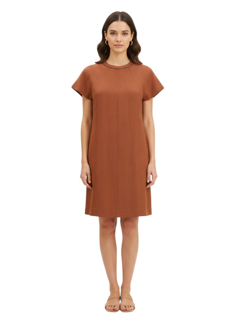 Brown Round Neck Mini Dress 3