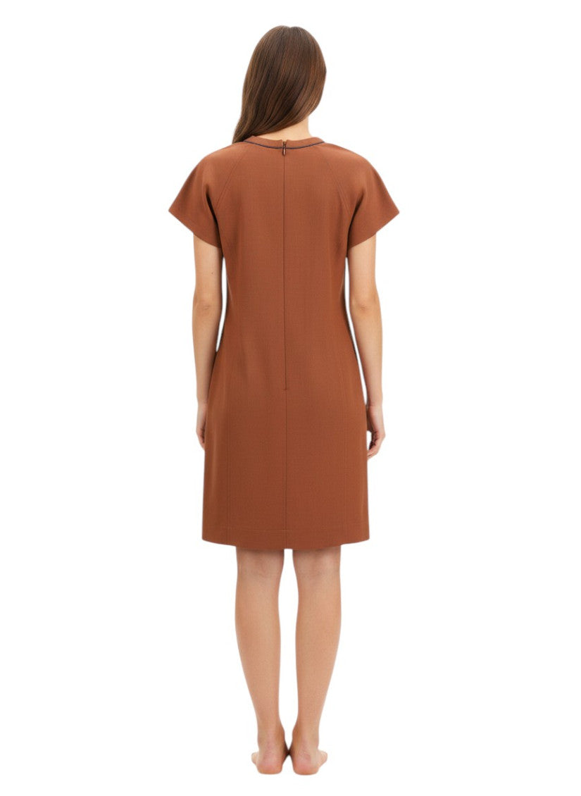 Brown Round Neck Mini Dress 4
