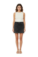 Black Distressed Above Knee Skirt 1