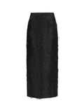 Black Textured Calf Length Skirt 1