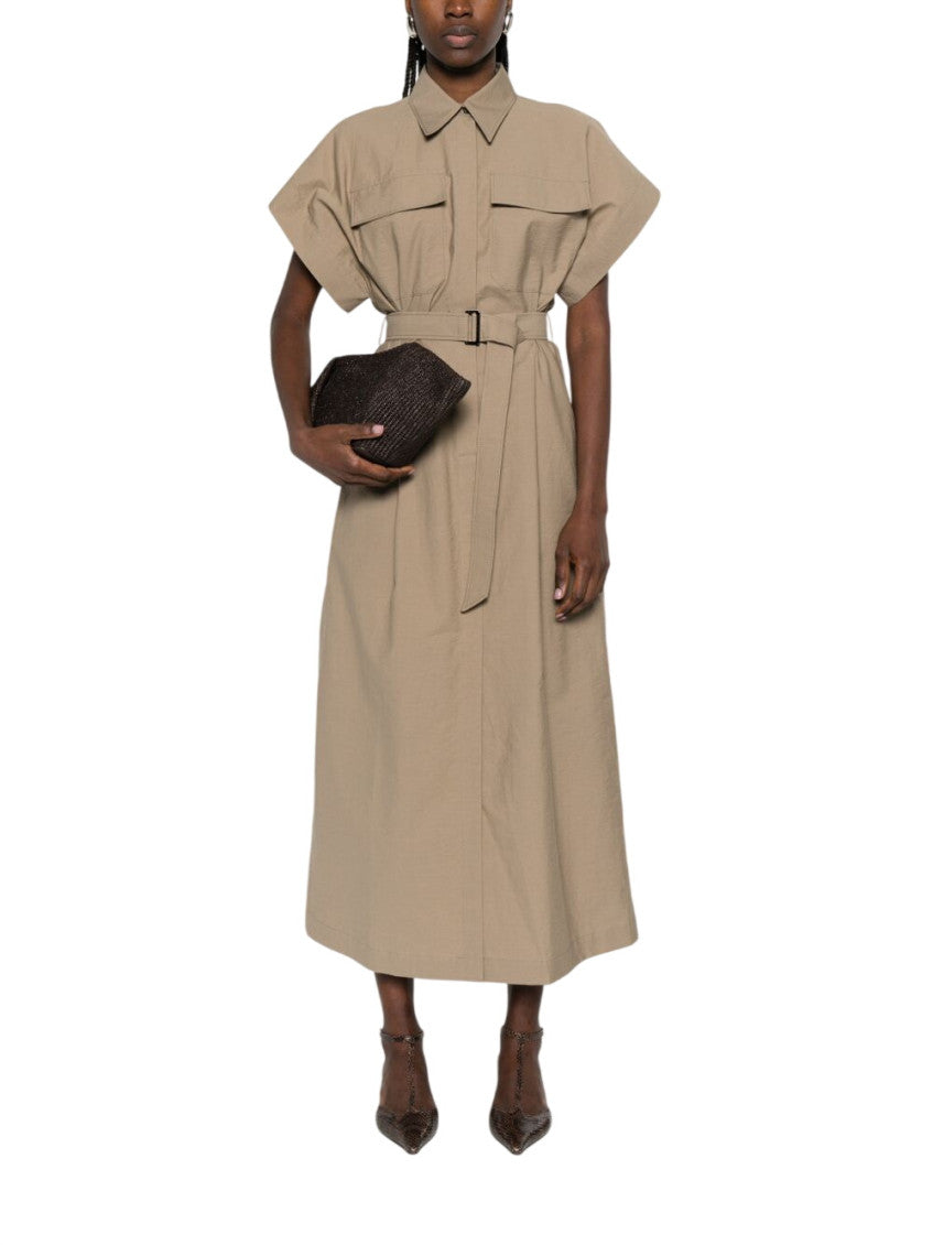 Brown Shirt Collar Maxi Dress 2