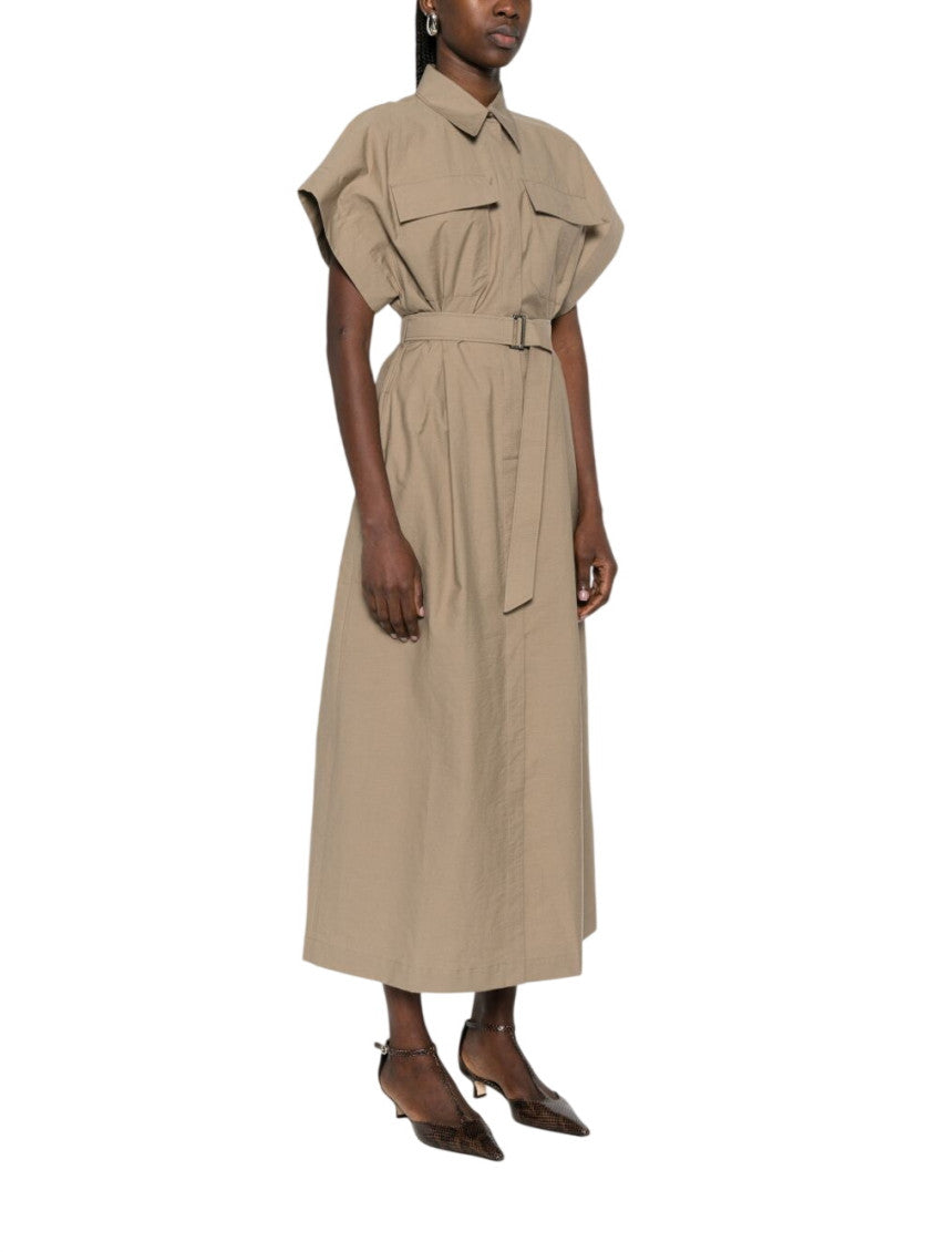 Brown Shirt Collar Maxi Dress 3