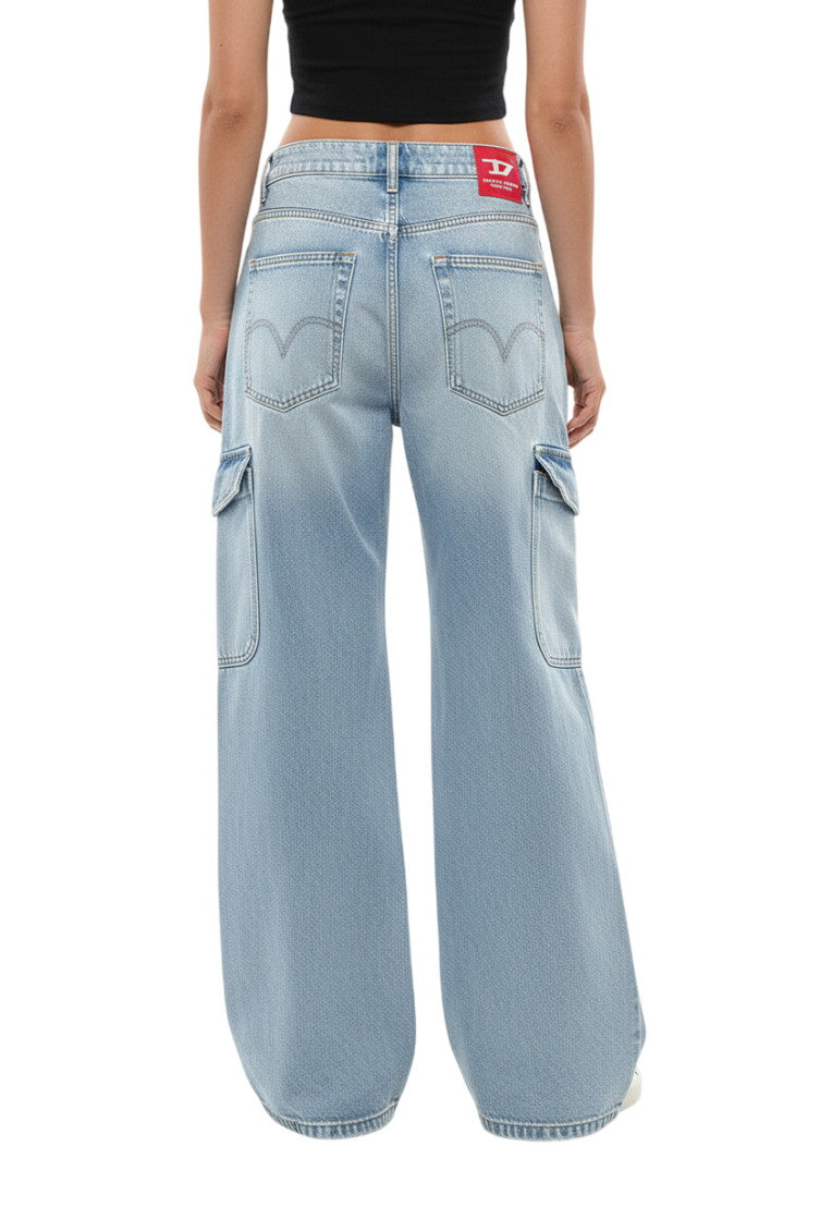Blue Flared Low Rise Jeans 2