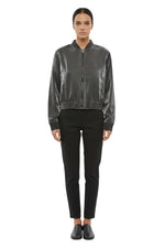 Grey Solid Band Collar Jacket 1