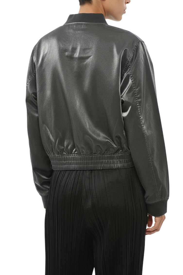Grey Solid Band Collar Jacket 2
