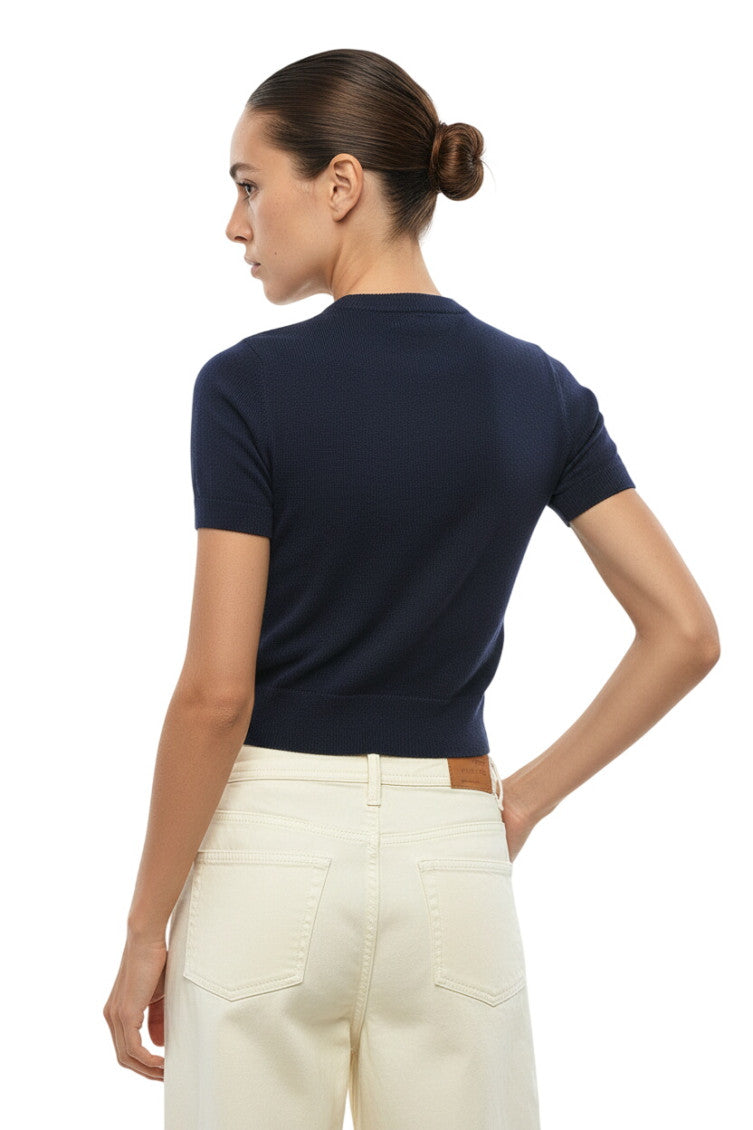 Blue Logo Crew Neck Top 2