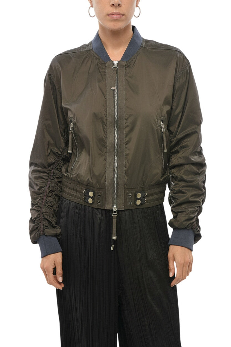 Dark Green Band Collar Jacket 1