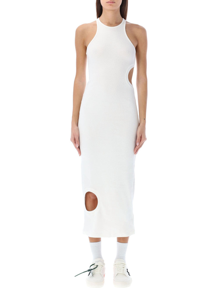 White Halter Neck Midi Dress 1