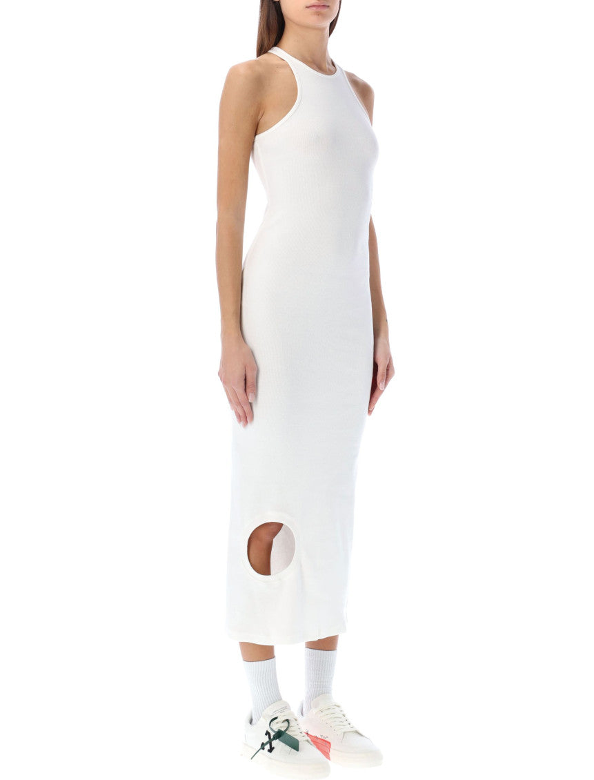 White Halter Neck Midi Dress 3