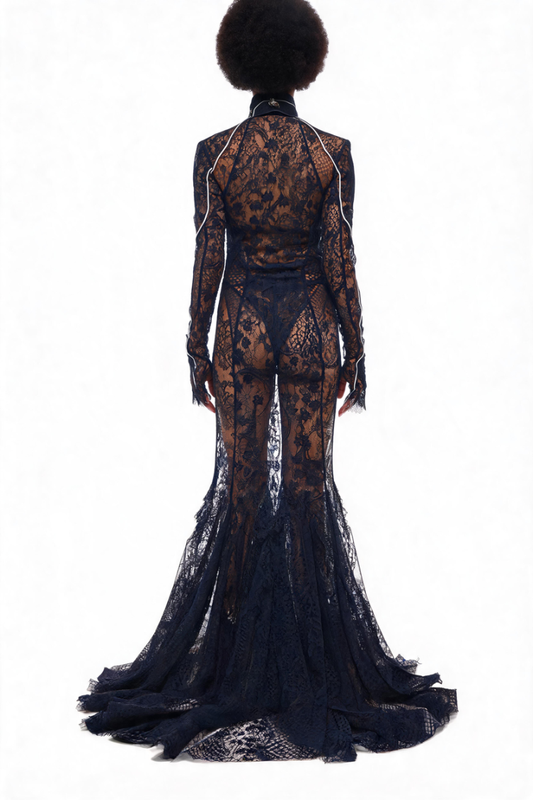 Black Mock Collar Maxi Dress 2