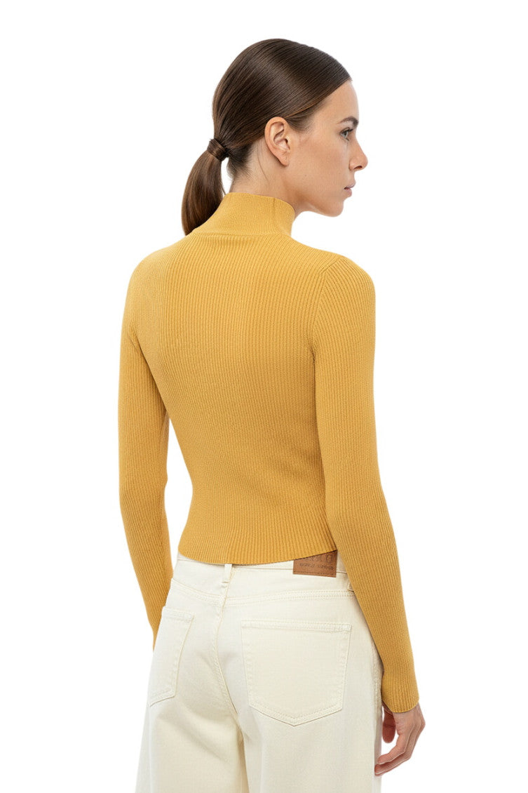 Yellow Knitted Turtle Neck Sweater 2