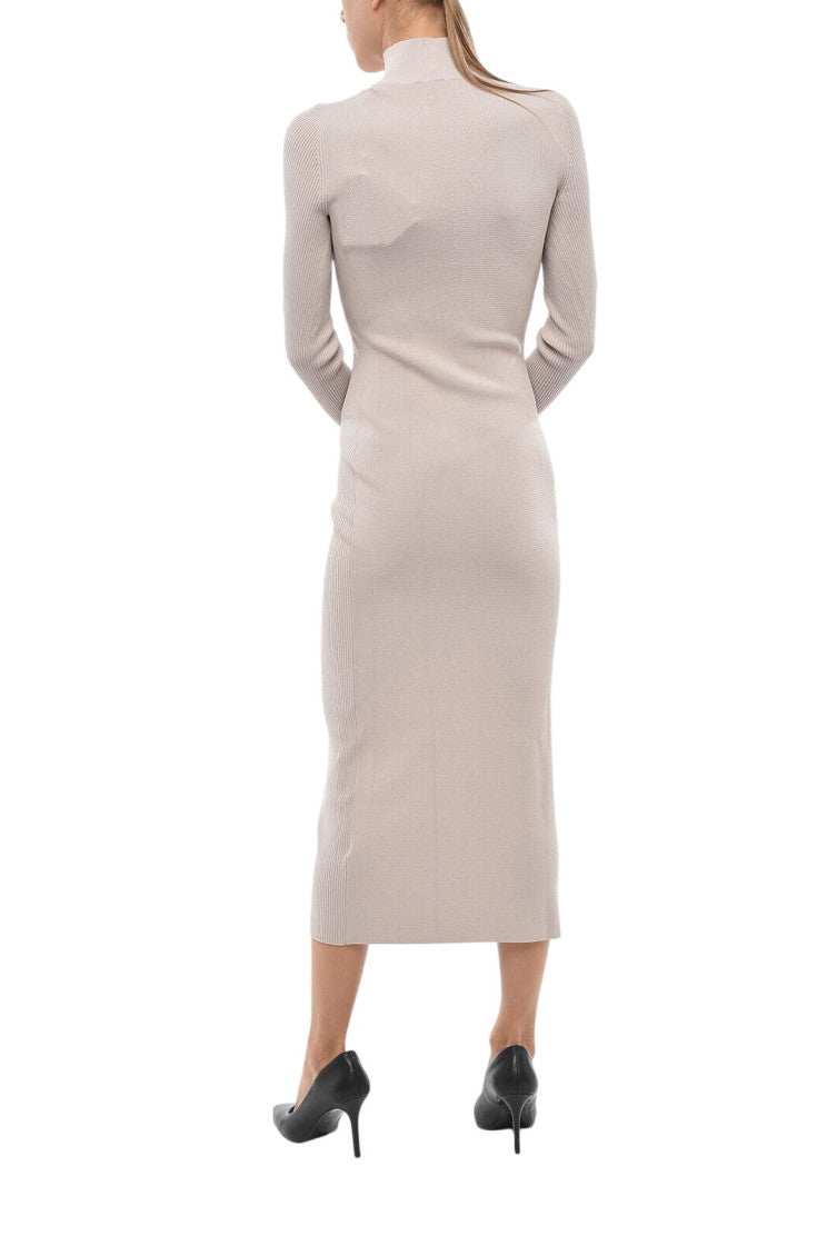 Off White Mock Collar Midi Dress 2