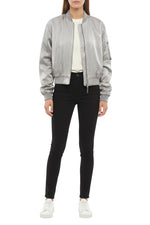 Grey Solid Mandarin Collar Jacket 1