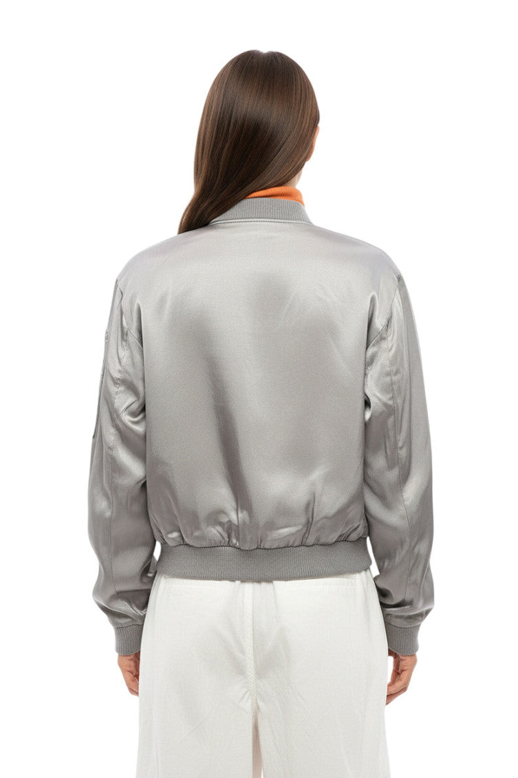 Grey Solid Mandarin Collar Jacket 2
