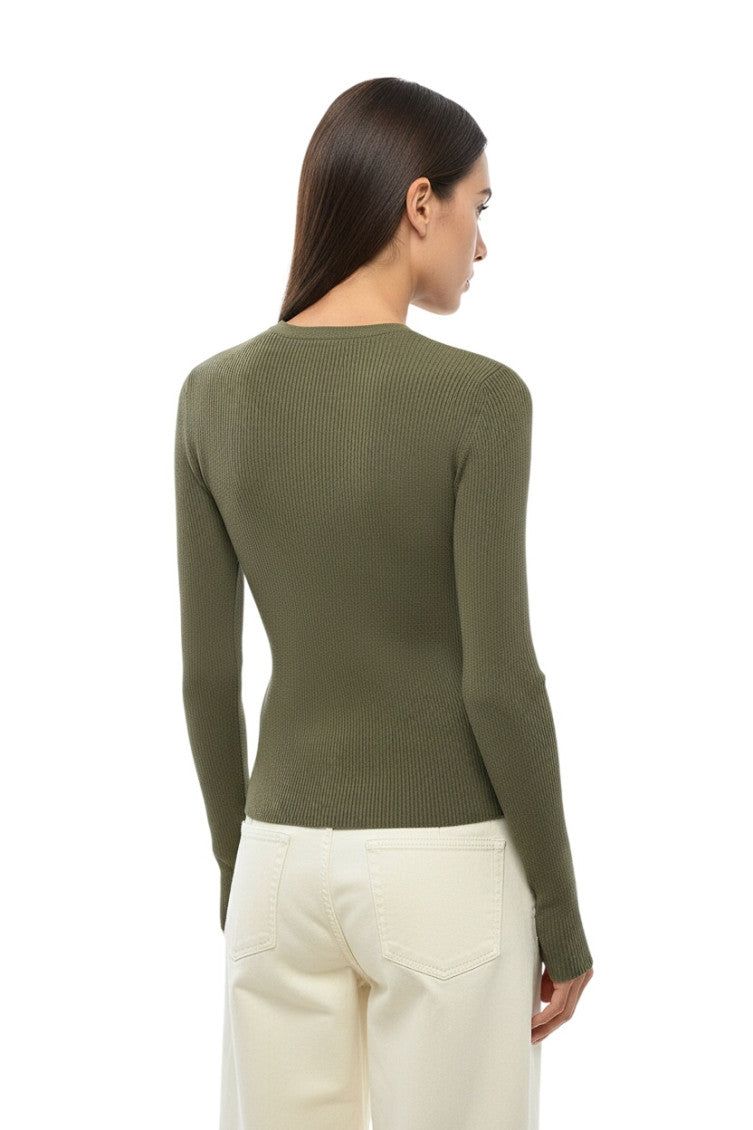Green Knitted Crew Neck Sweater 2