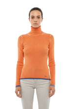 Orange Textured Turtle Neck Sweater 1