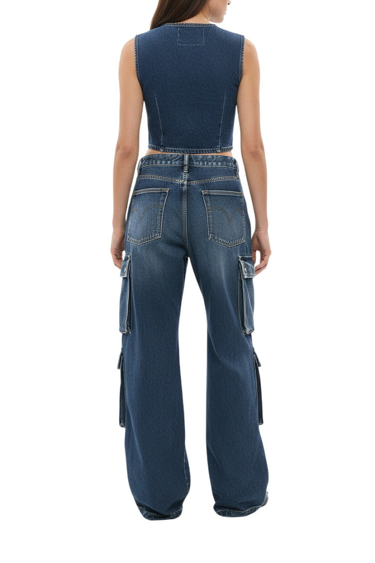 Blue Relaxed Low Rise Jeans 2