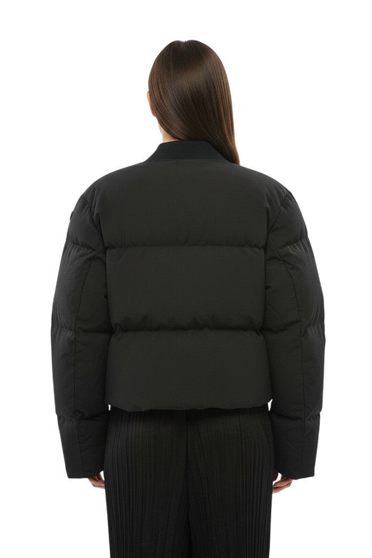 Black Quilted Mock Collar Jacket 2