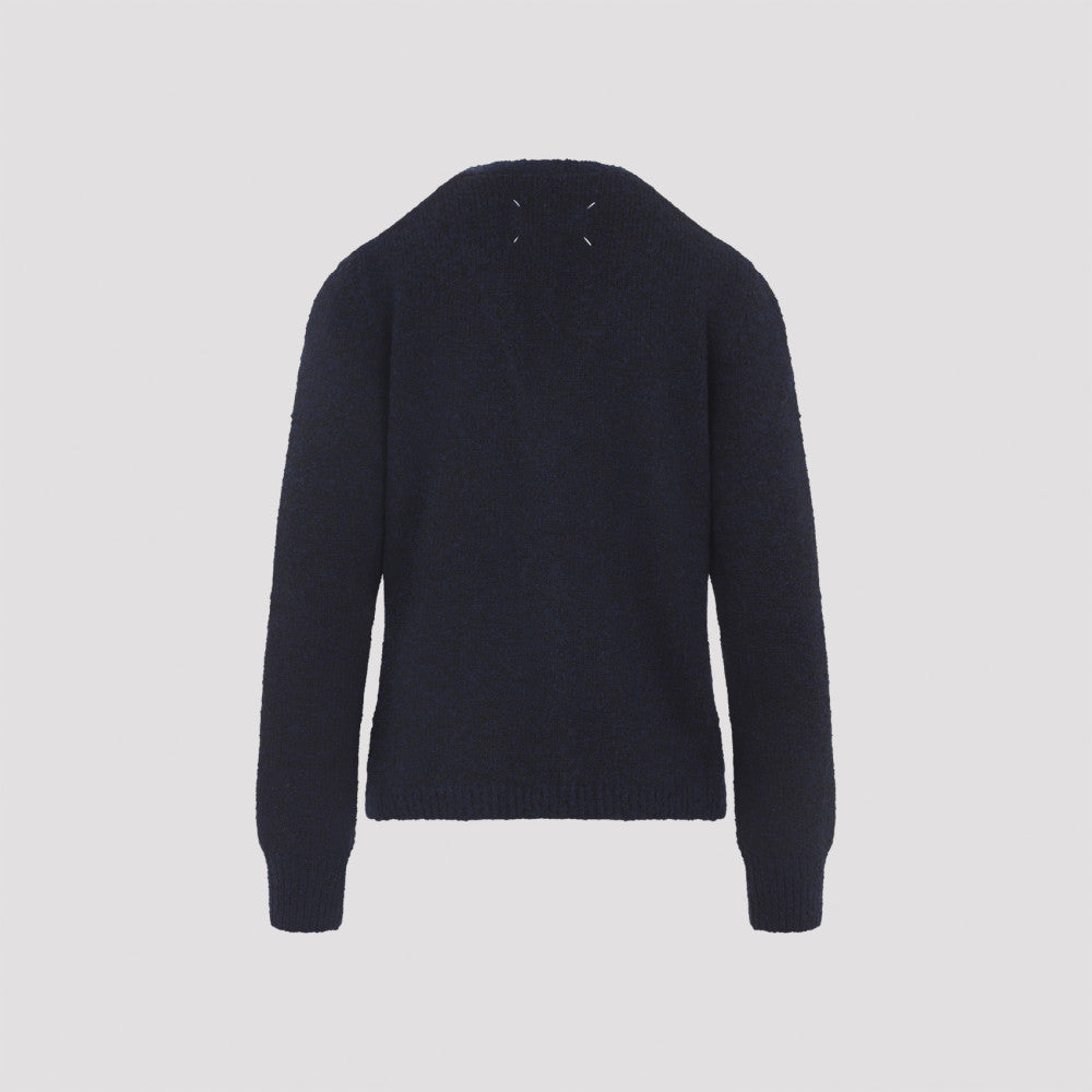 Navy Blue Wool Blend Cardigan 4
