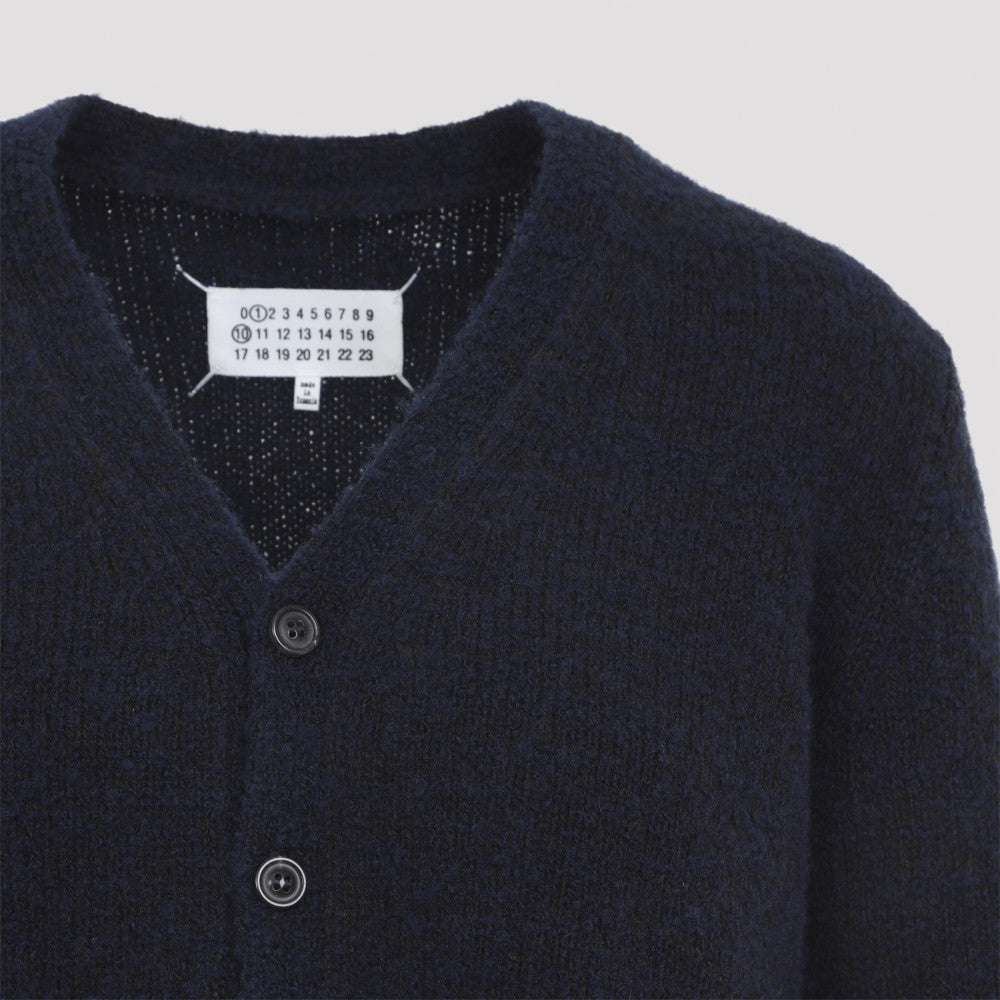 Navy Blue Wool Blend Cardigan 5