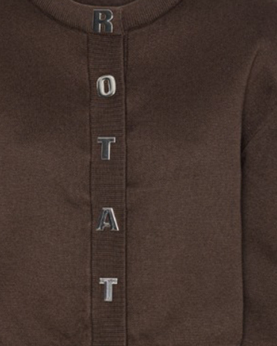 Dark Brown Logo Round Neck Cardigan 3