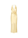 Yellow Solid Halter Neck Maxi Dress 1