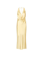 Yellow Solid Halter Neck Maxi Dress 1