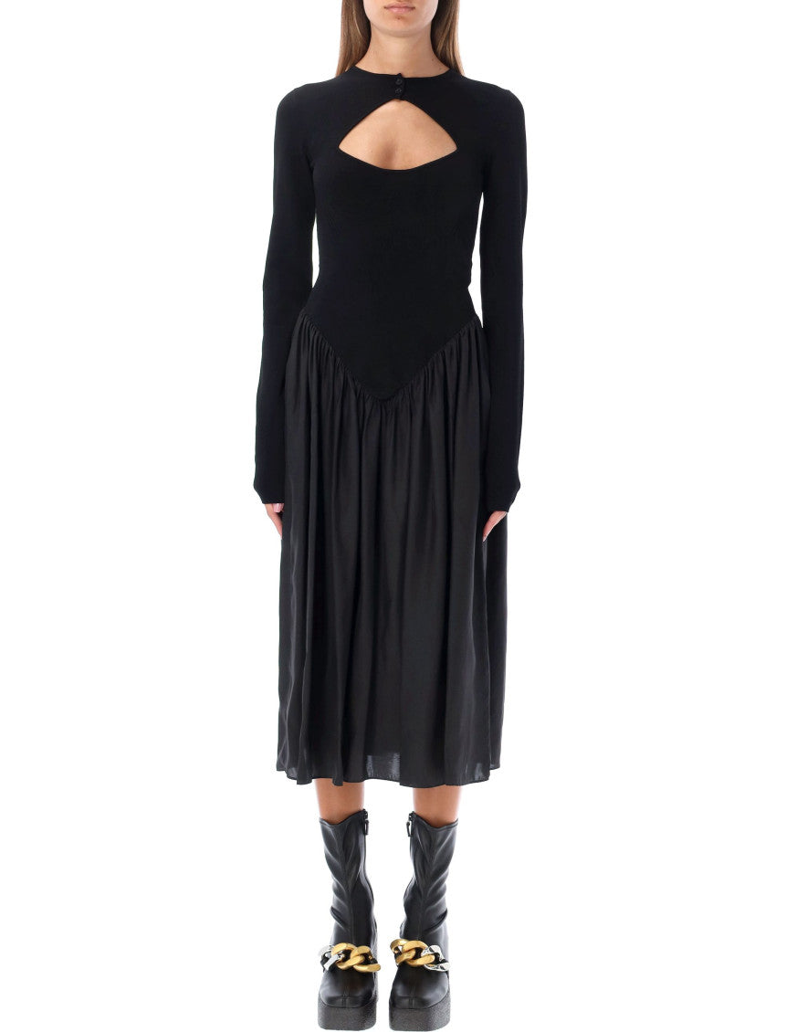 Black Mock Collar Midi Dress 1