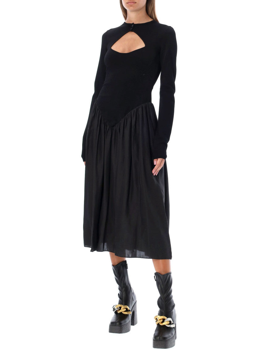 Black Mock Collar Midi Dress 4