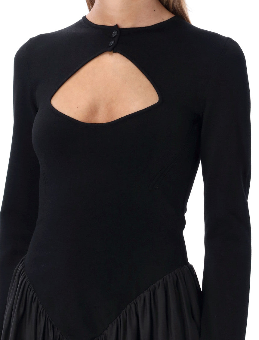 Black Mock Collar Midi Dress 5