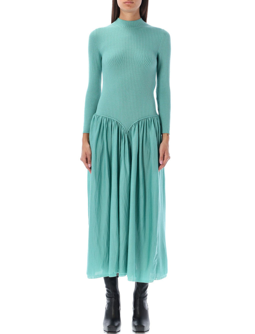 Blue Mock Collar Midi Dress 1